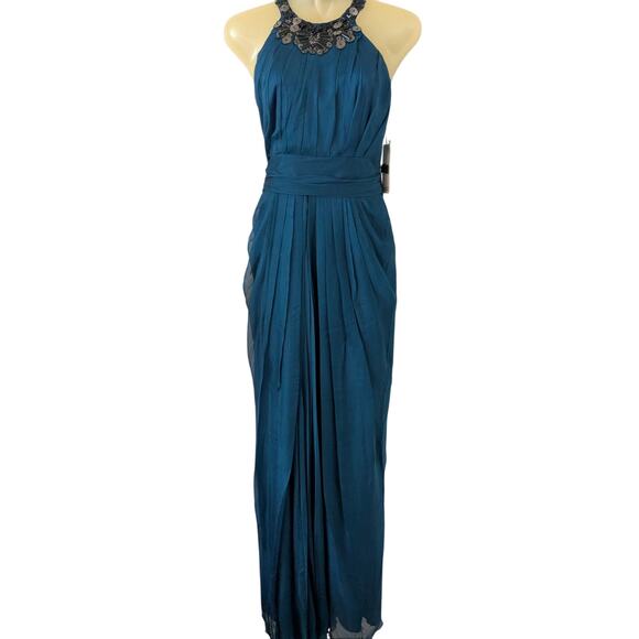 NWT Badgley Mischka Sz 6 Elegant Silk Twist Front Gown Formal Dress $750 - Picture 1 of 9
